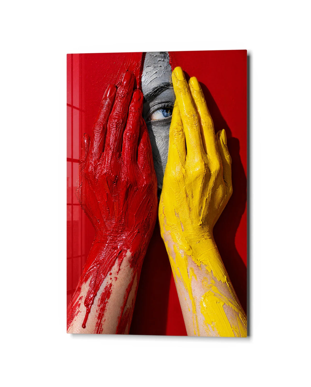 An Eye between Colours — studio view of glass wall art
