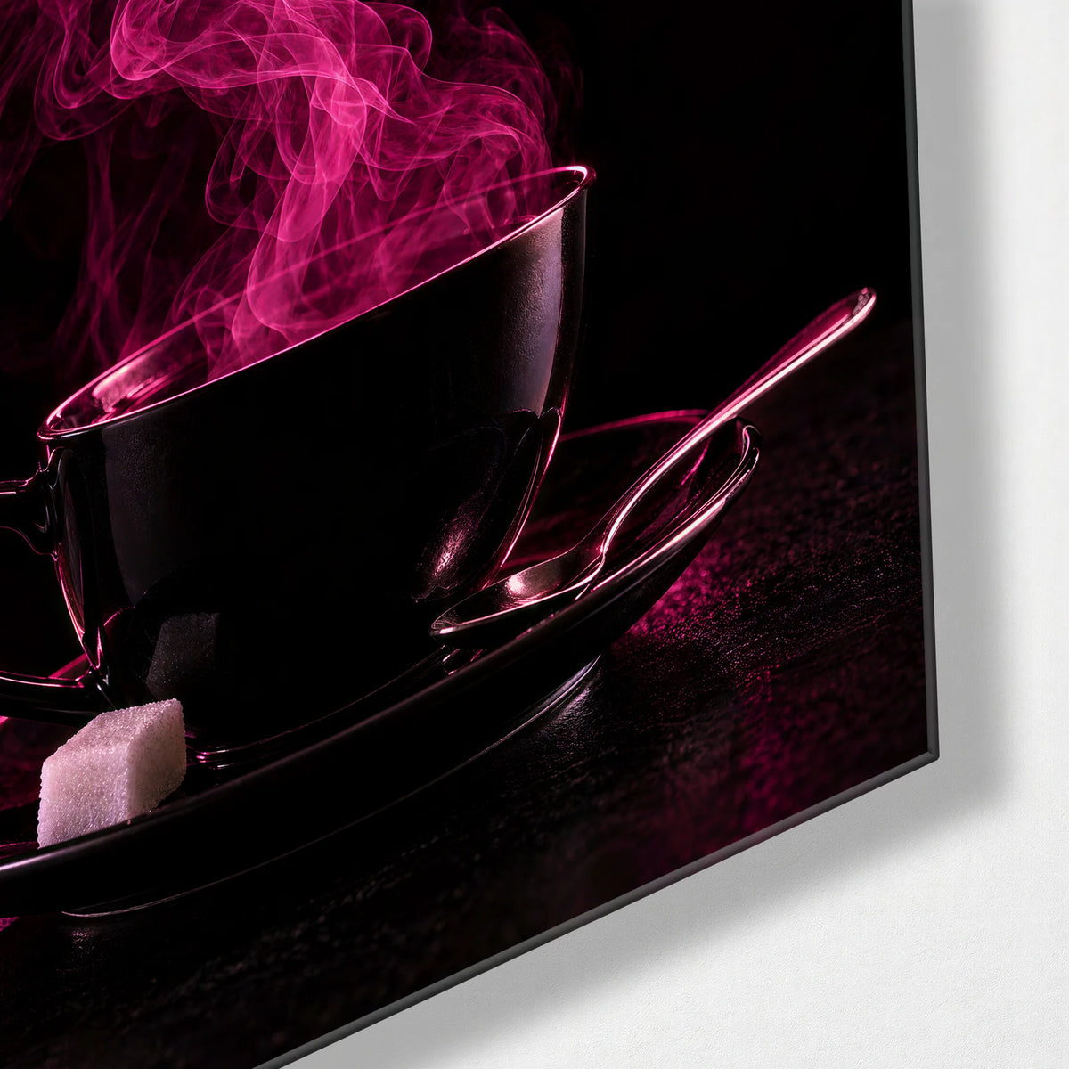 A Face in the Steam — corner detail of glass wall art