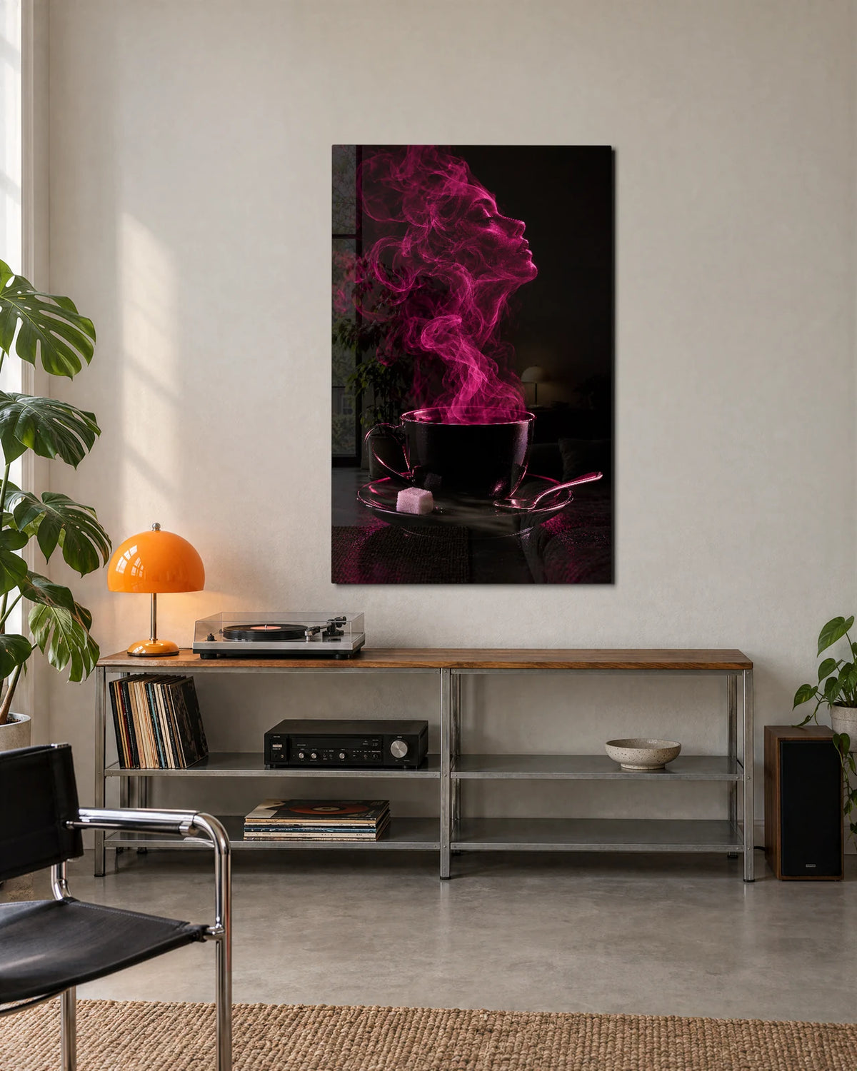 A Face in the Steam — shown in a living space