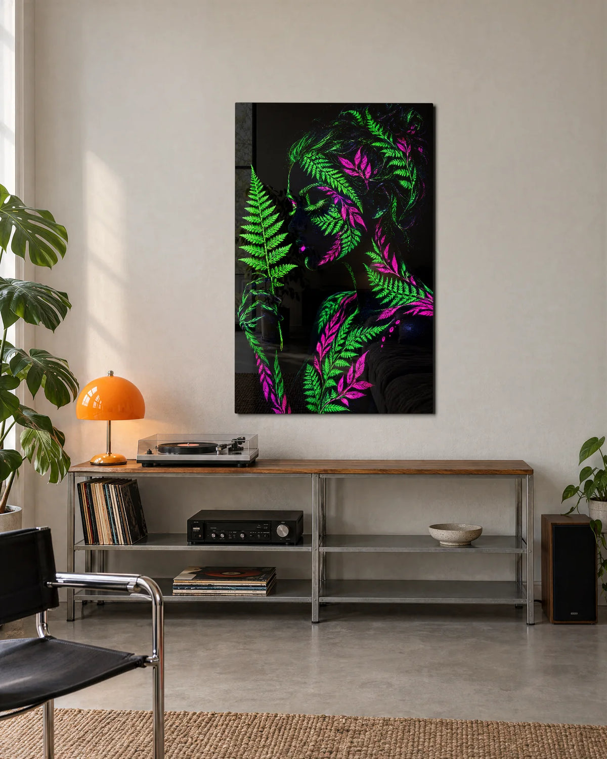 A Face in the Leaves — shown in a living space