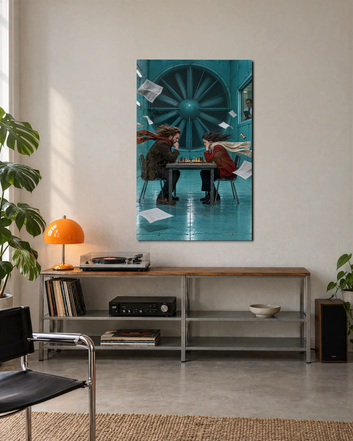 Chess in a Headwind — shown in a living space