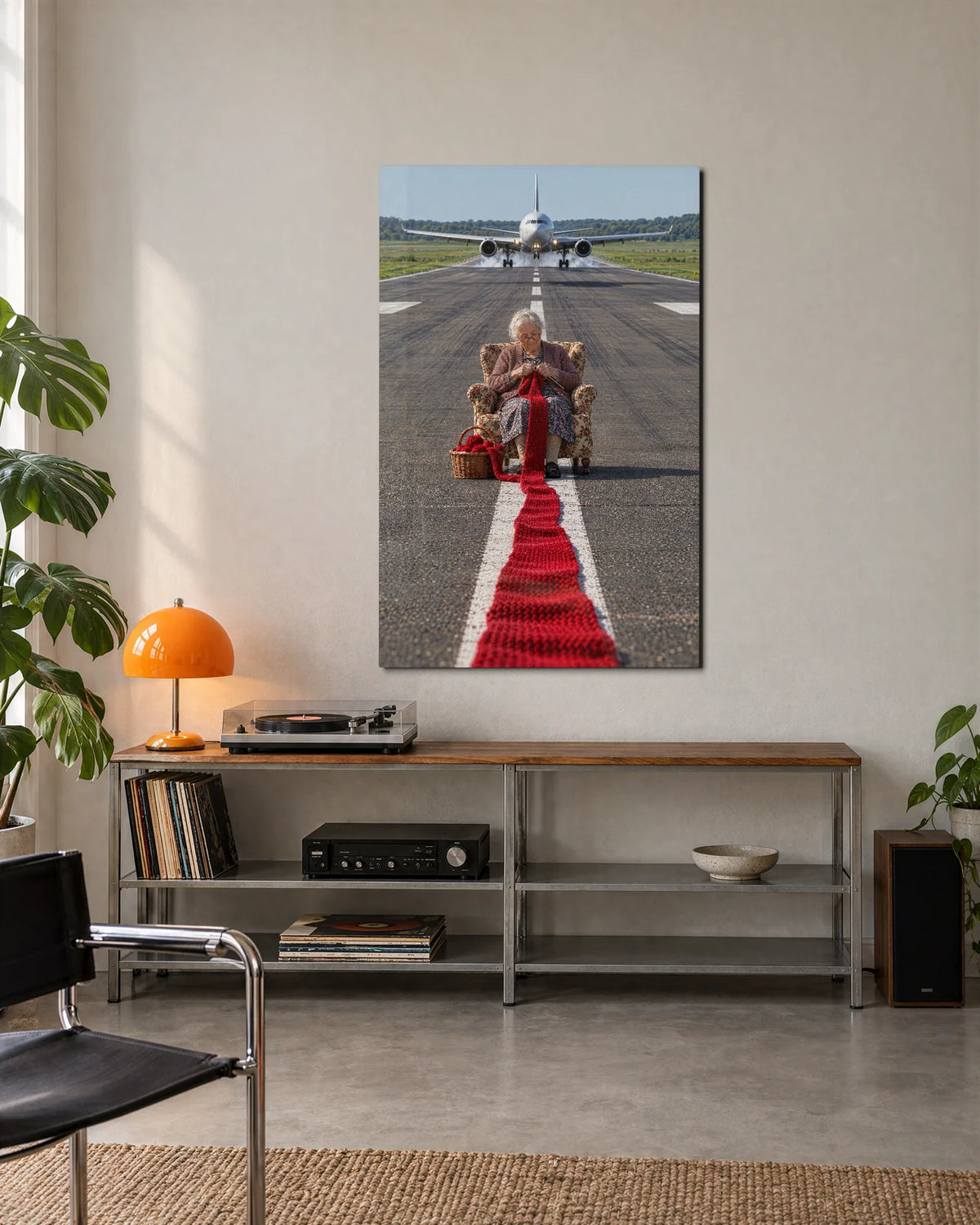 Knitting on the Runway — shown in a living space