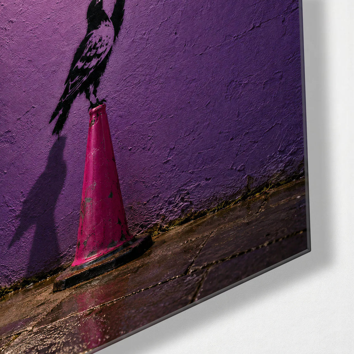 Say Cheese to the Camera — corner detail of glass wall art
