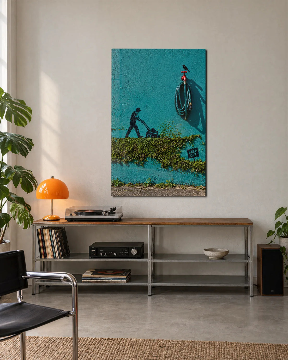 Keep Off the Small Lawn — shown in a living space