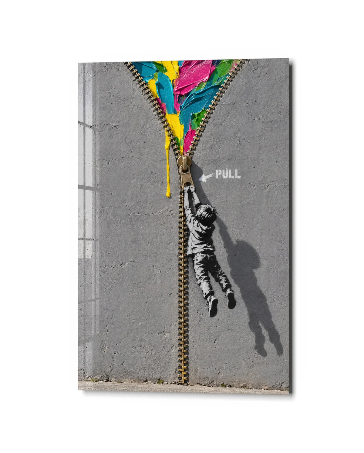 Pull for Colour — studio view of glass wall art
