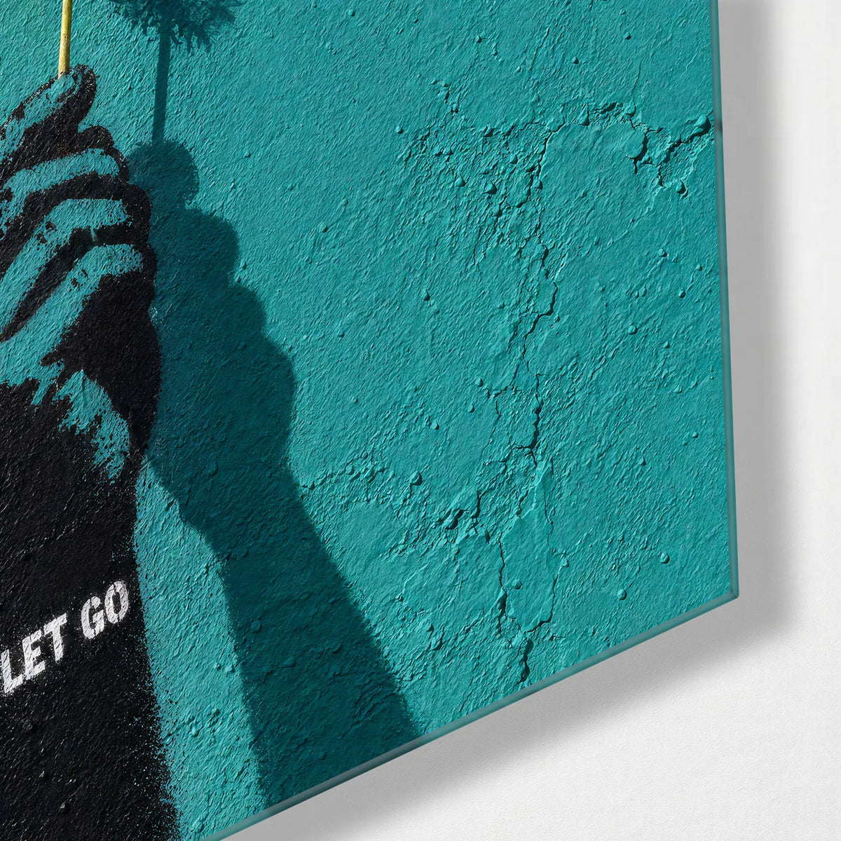 Let Go in Colour — corner detail of glass wall art