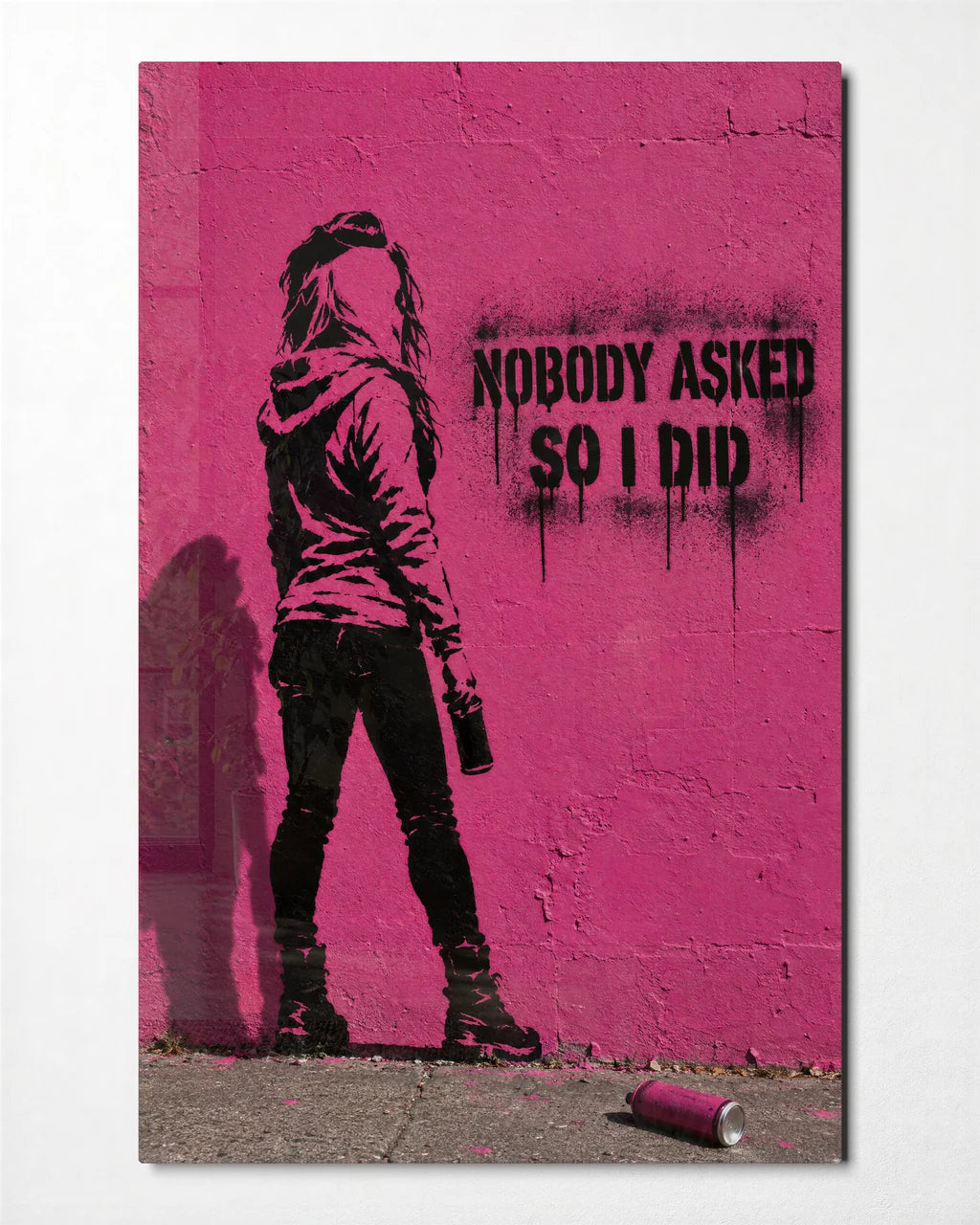 Nobody Asked So I Did — front view of glass wall art