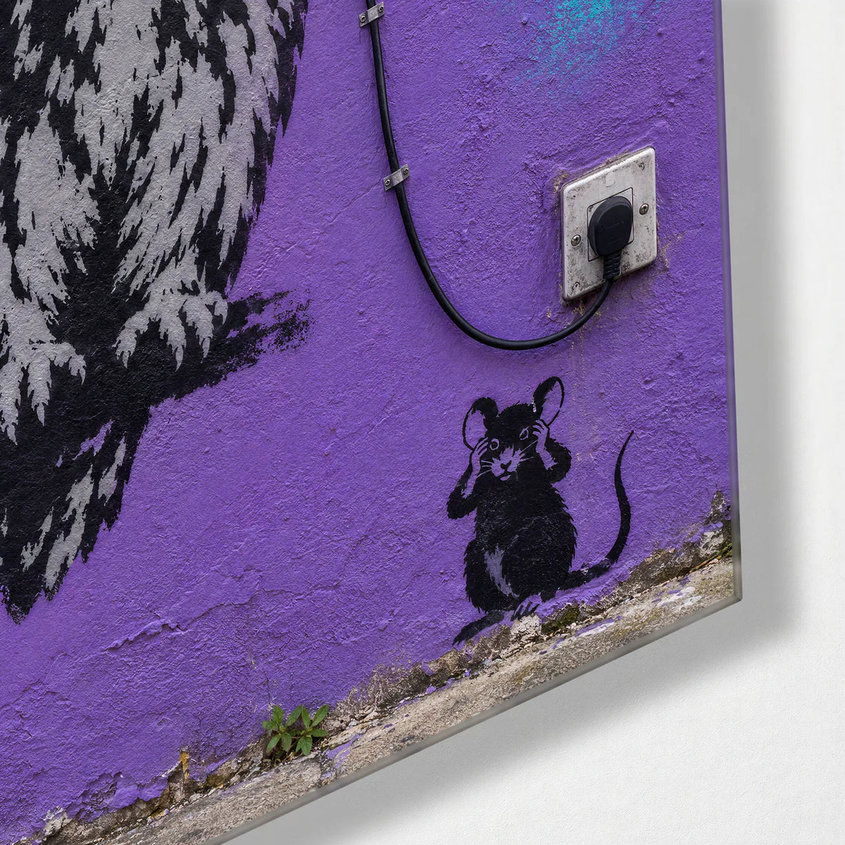 Night Listener — corner detail of glass wall art
