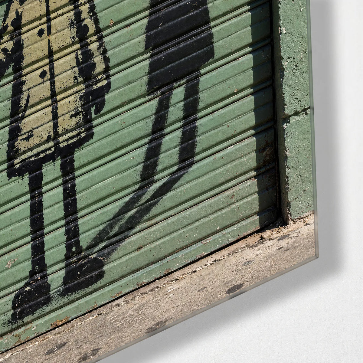 A Smile and a Rose — corner detail of glass wall art