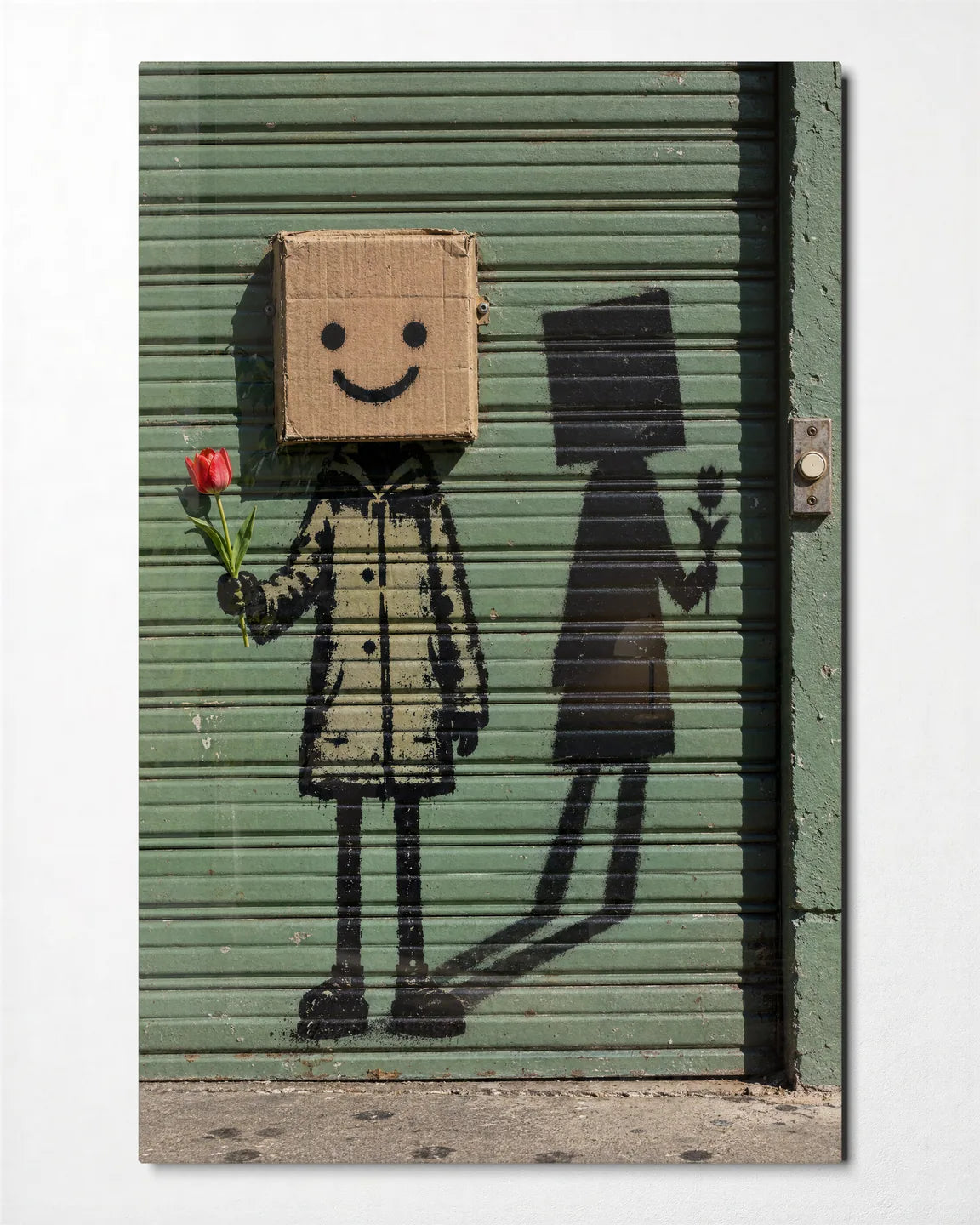 A Smile and a Rose — front view of glass wall art