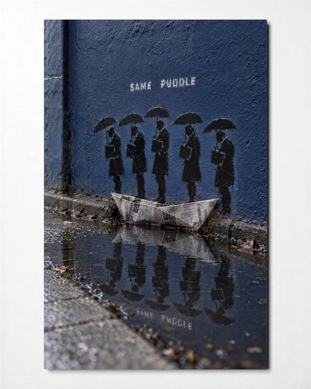 Same Puddle — front view of glass wall art