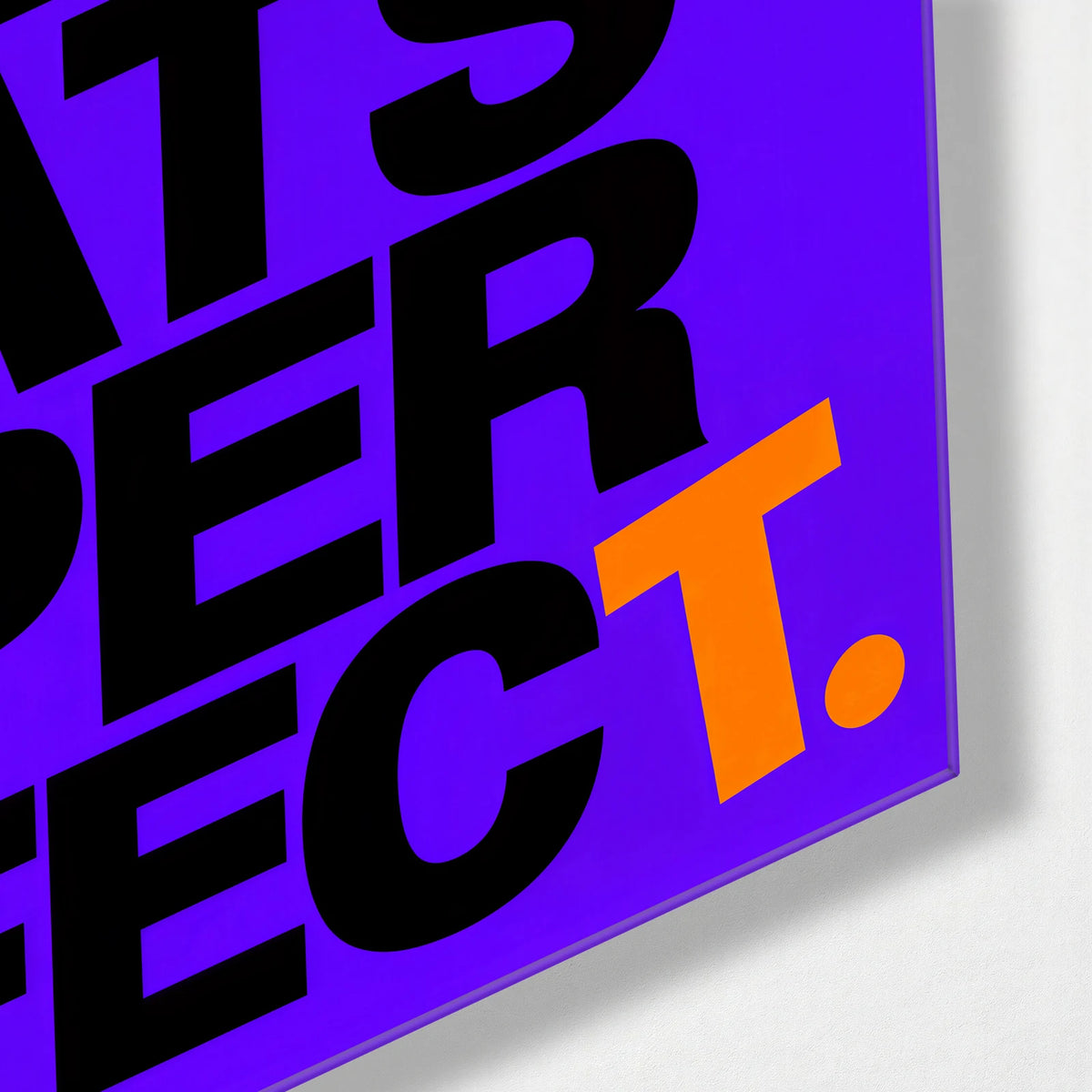Done Beats Perfect — corner detail of glass wall art
