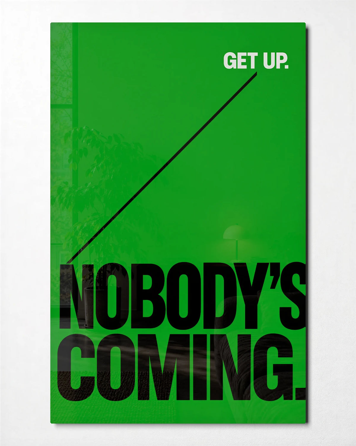 Get Up — front view of glass wall art