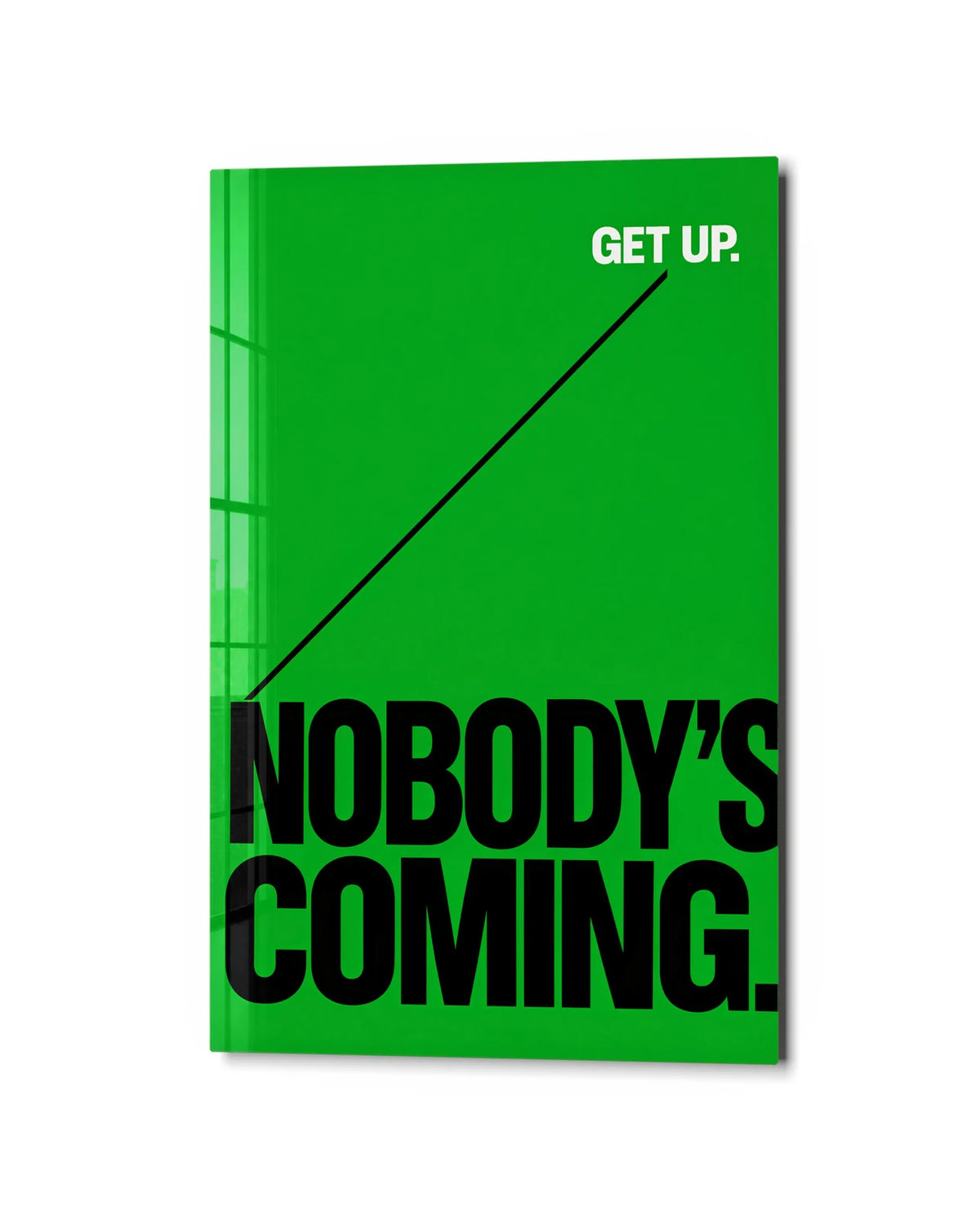 Get Up — studio view of glass wall art