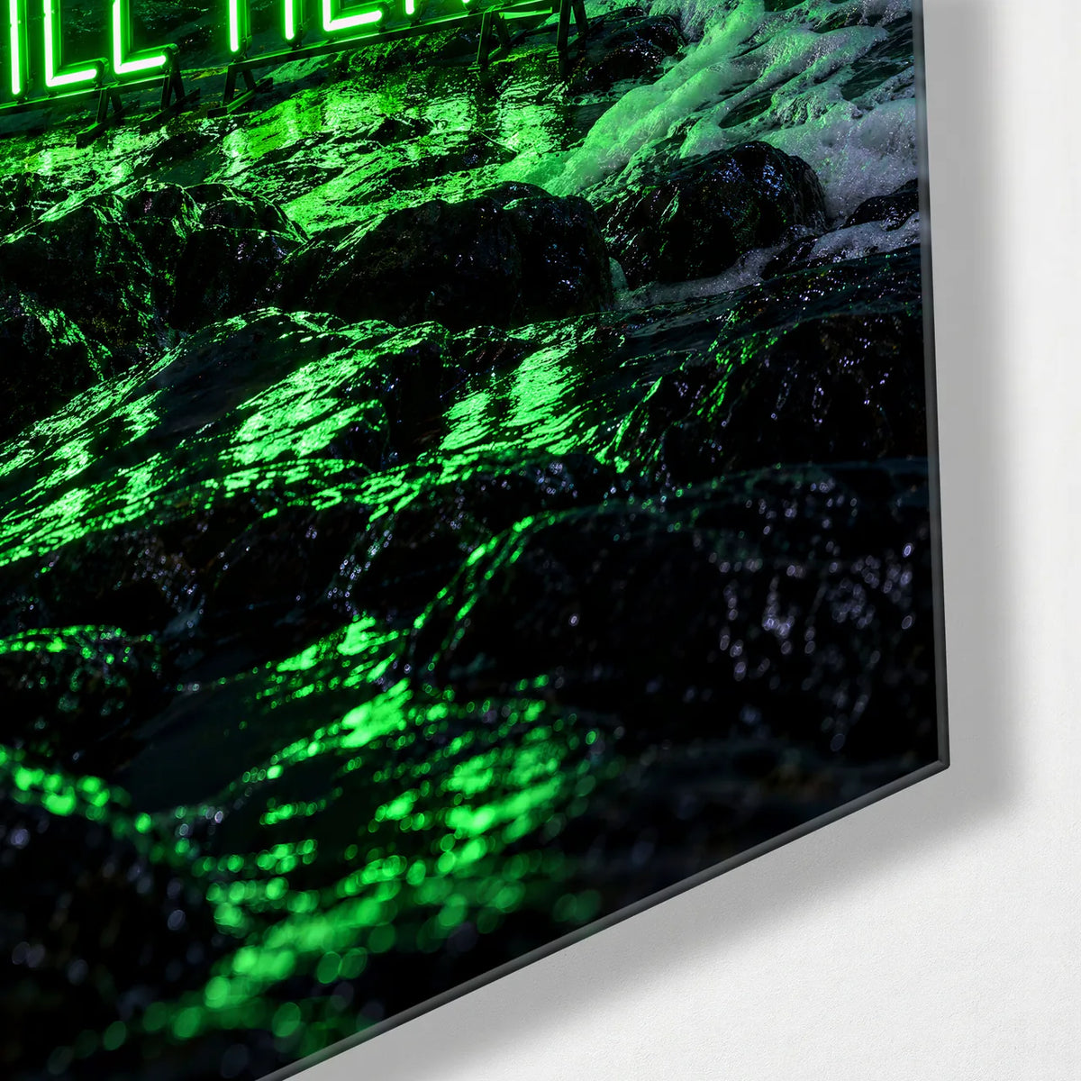 Still Here — corner detail of glass wall art
