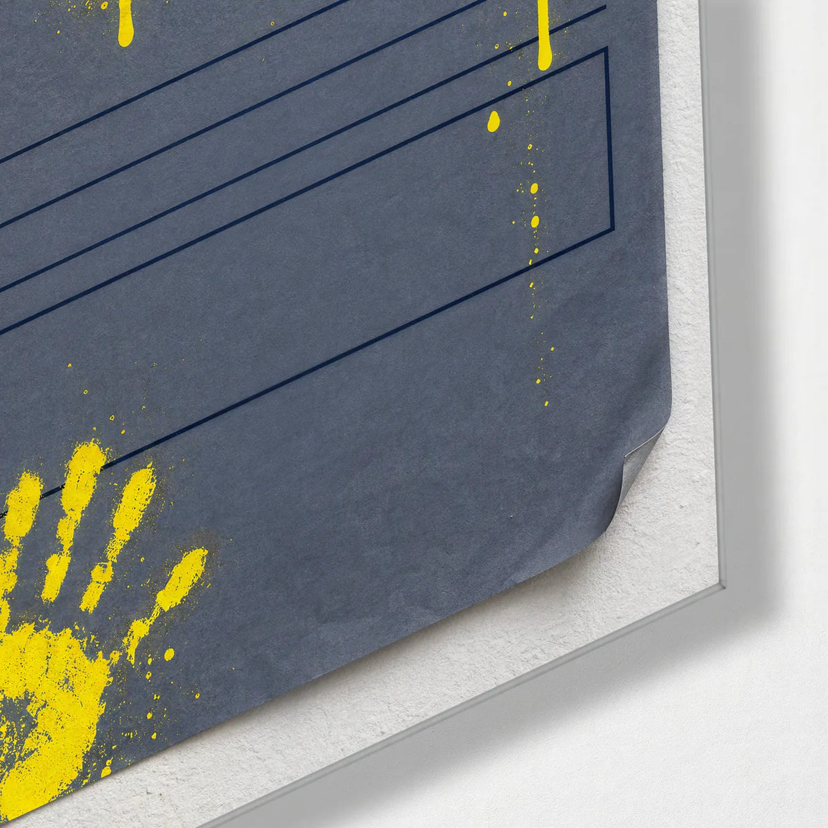 Play on the Page — corner detail of glass wall art