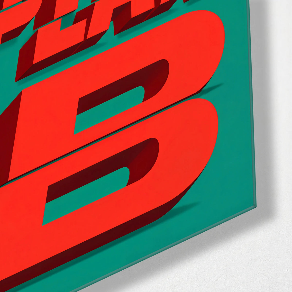 No Plan B — corner detail of glass wall art
