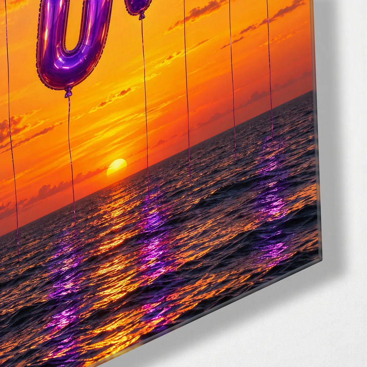 Lighten Up — corner detail of glass wall art