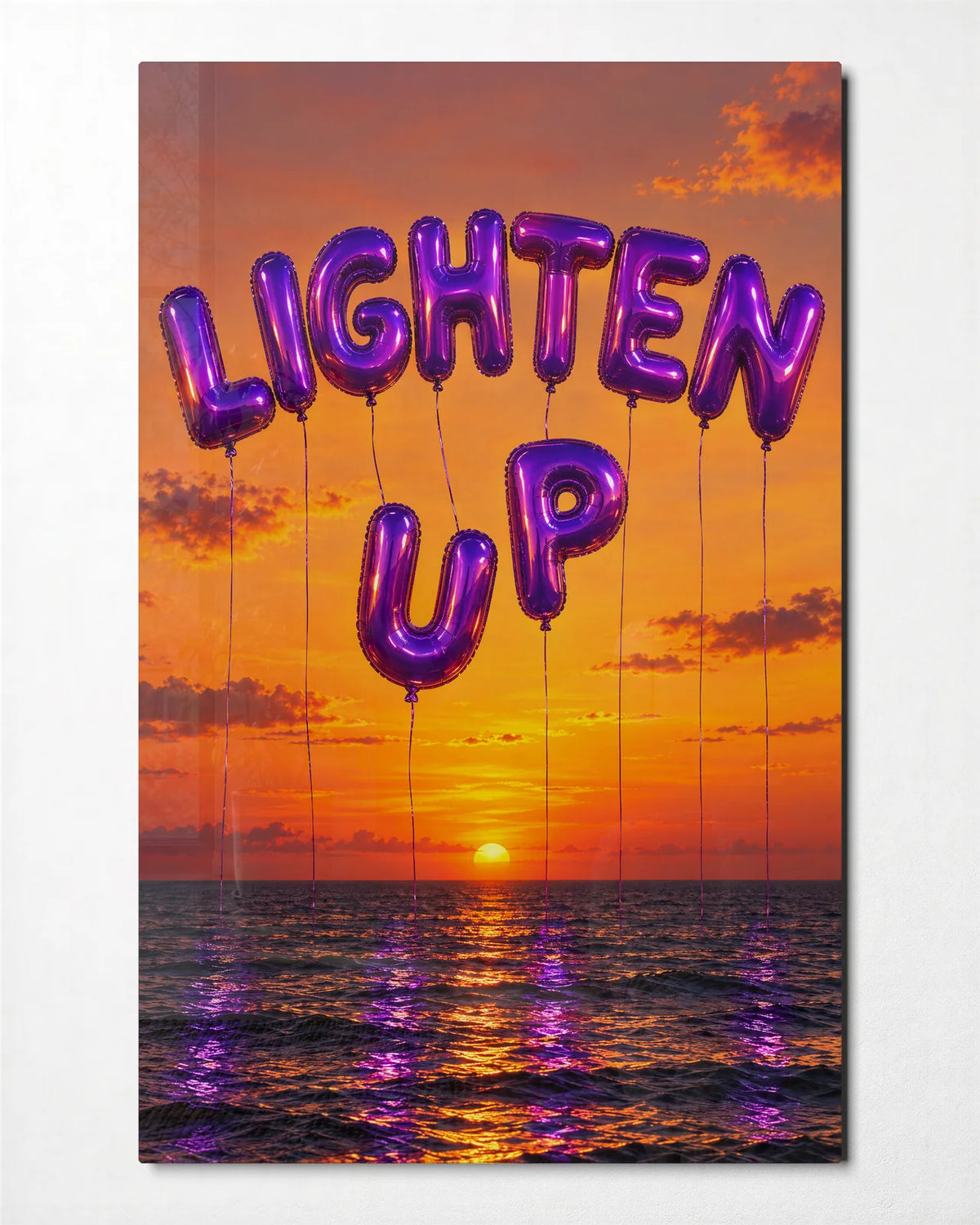 Lighten Up — front view of glass wall art