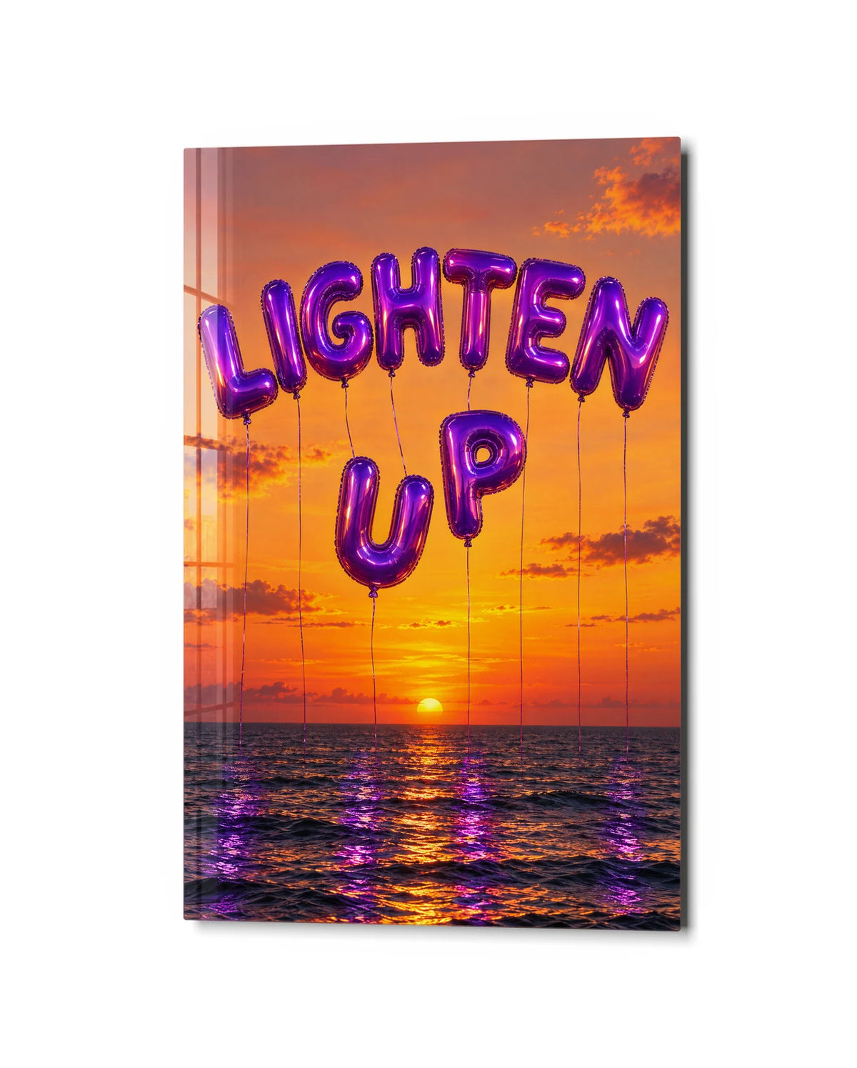Lighten Up — studio view of glass wall art
