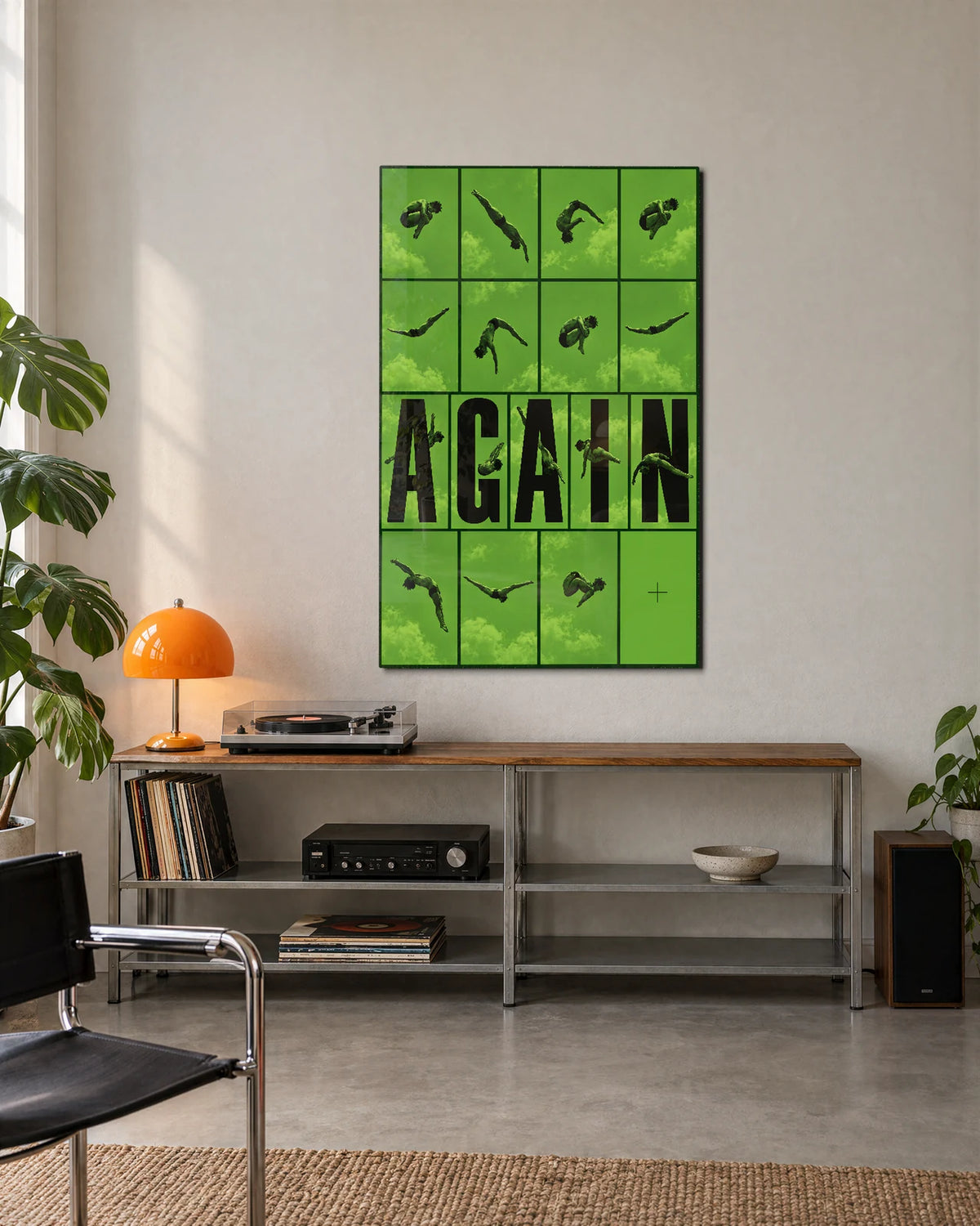 Again in Motion — shown in a living space