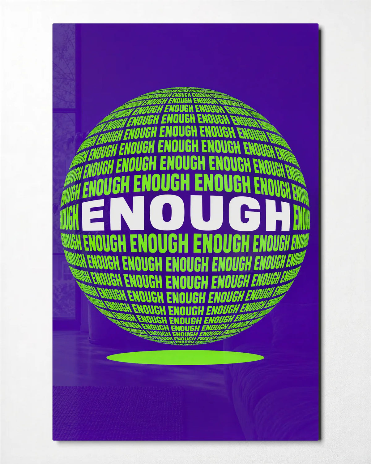 Enough in the Round — front view of glass wall art