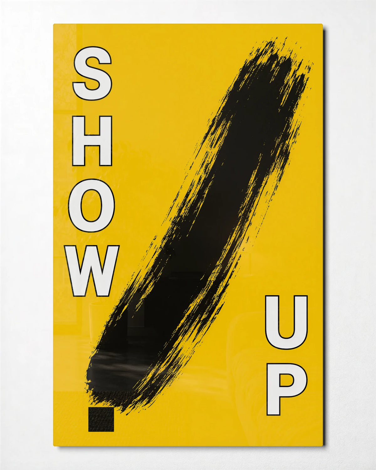 Show Up — front view of glass wall art