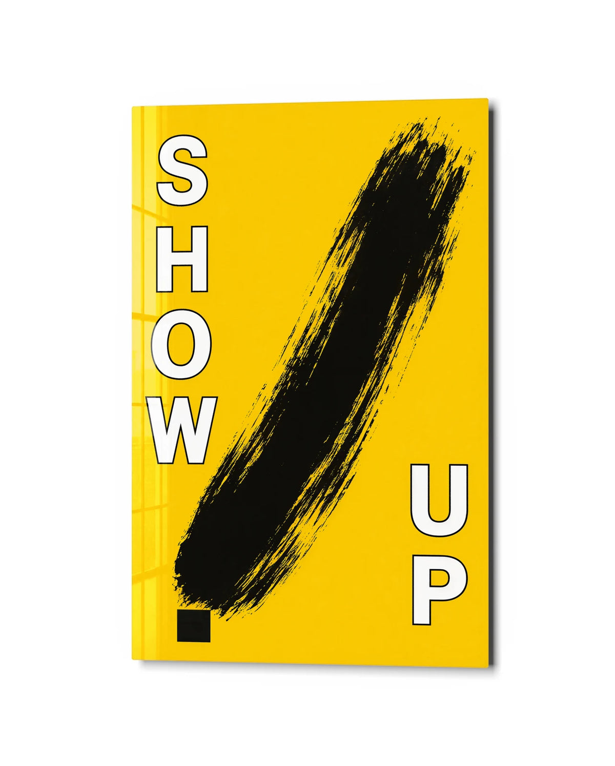 Show Up — studio view of glass wall art