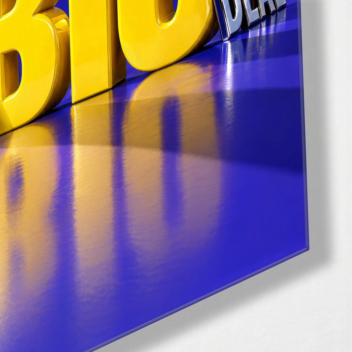 No Big Deal — corner detail of glass wall art