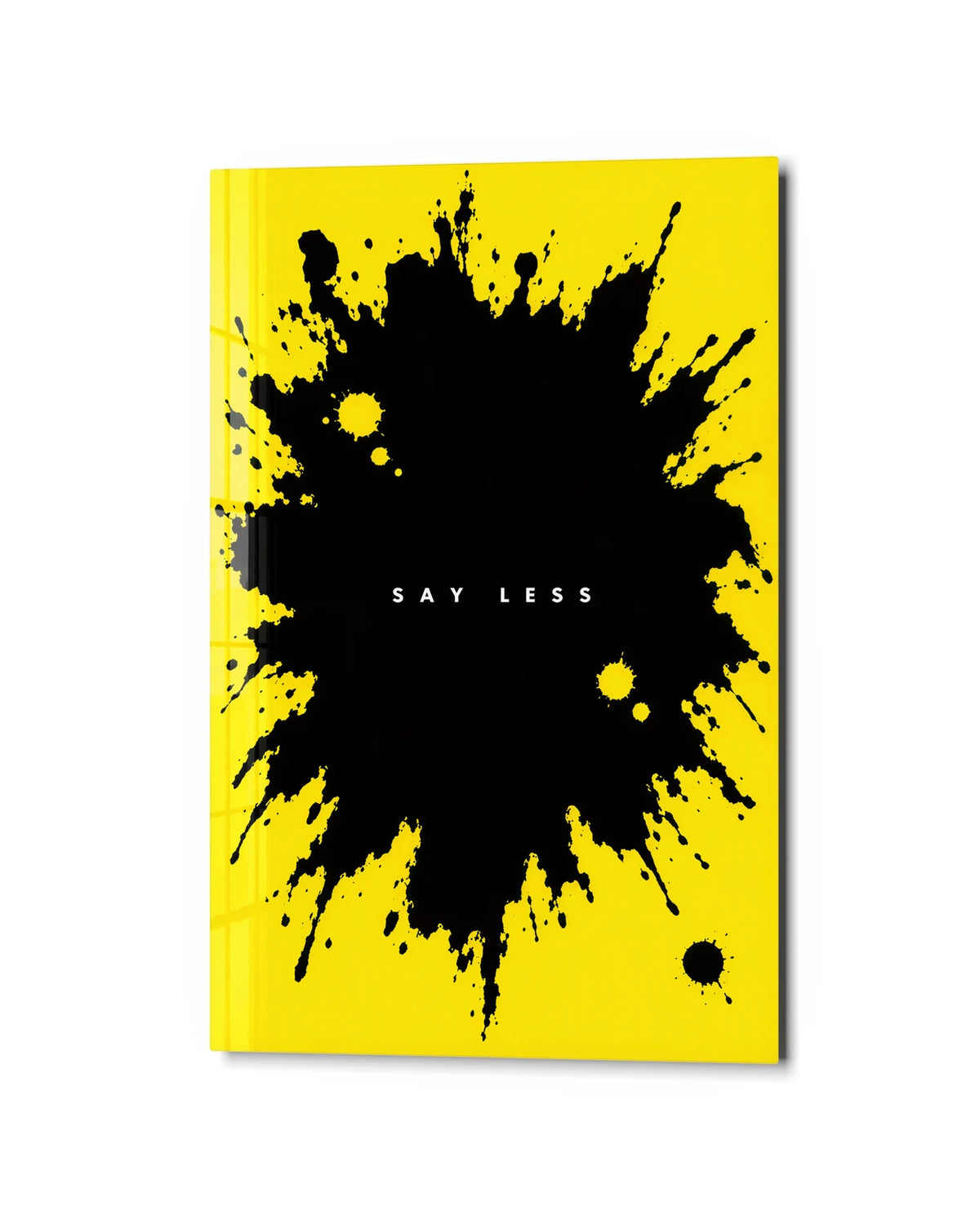 Say Less — studio view of glass wall art