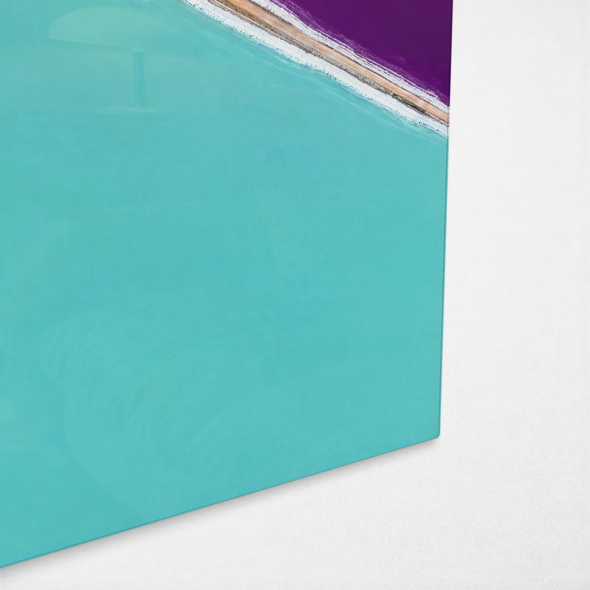 Salt Ponds From Above — corner detail of glass wall art
