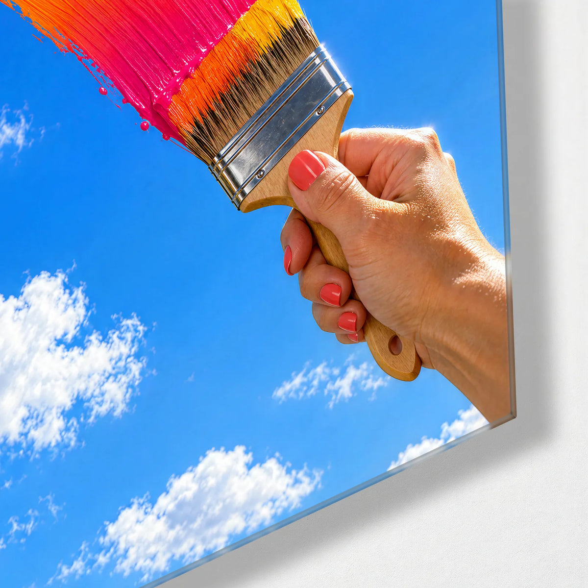 Painting the Sky — corner detail of glass wall art