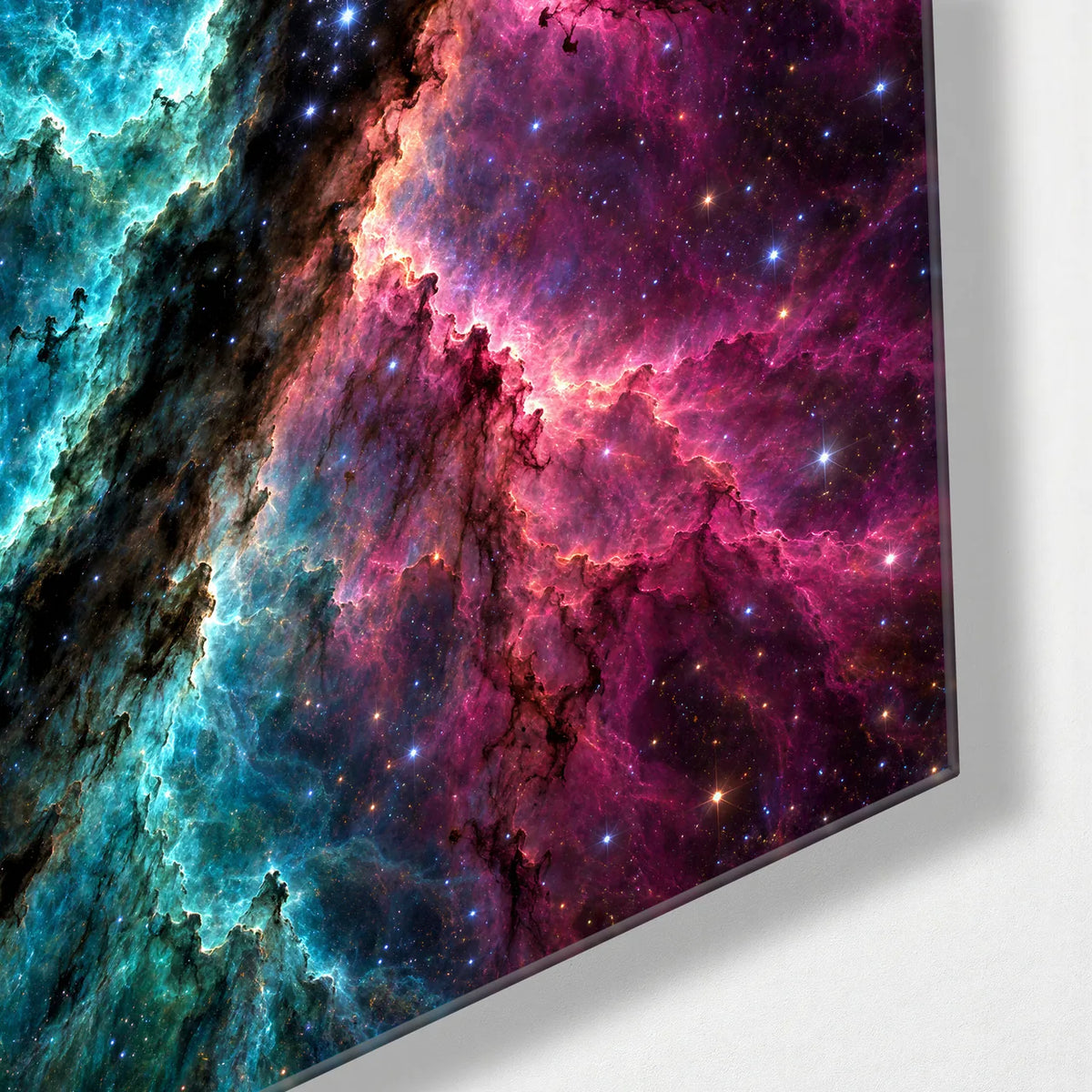 Across the Star Cloud — corner detail of glass wall art