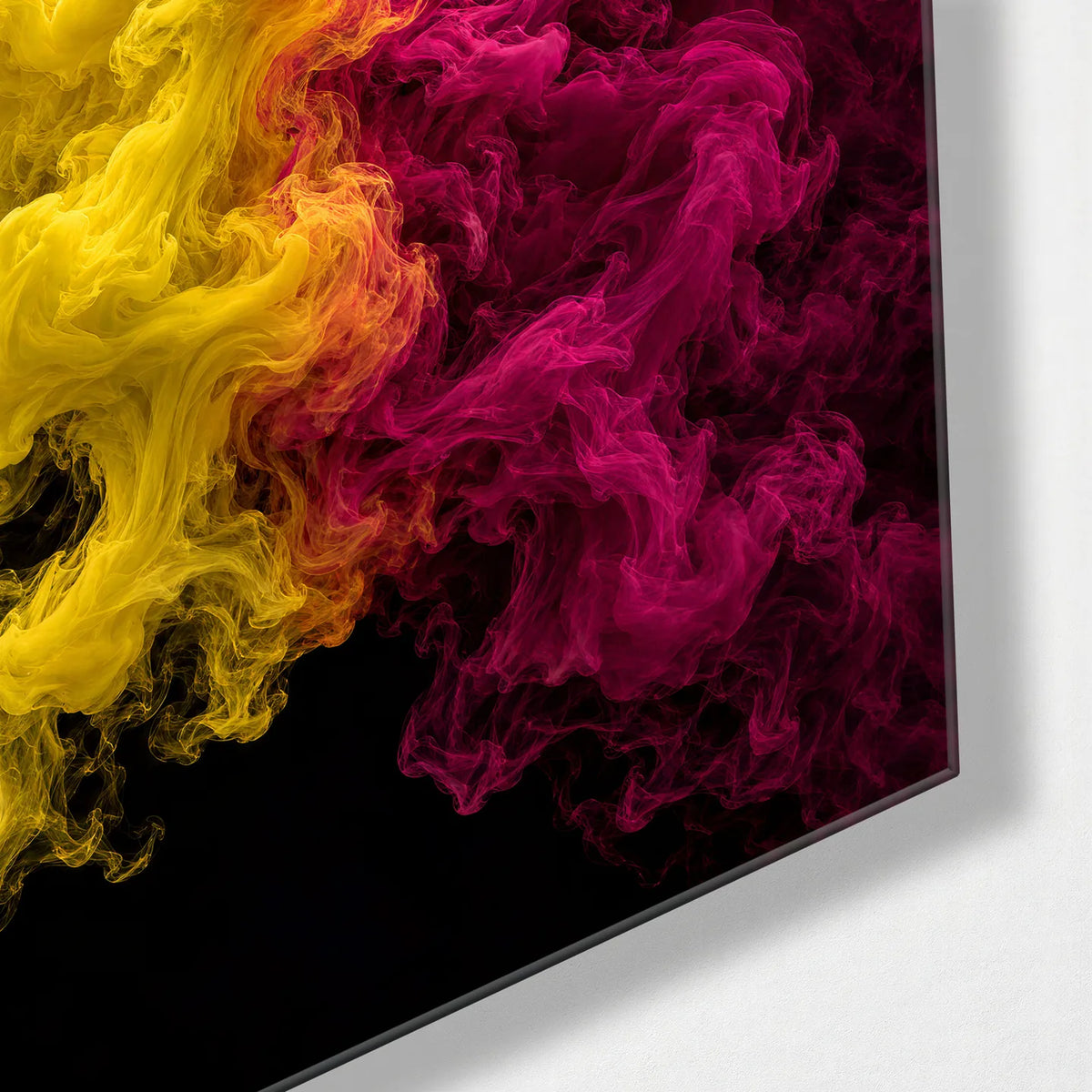 Where Two Smokes Meet — corner detail of glass wall art