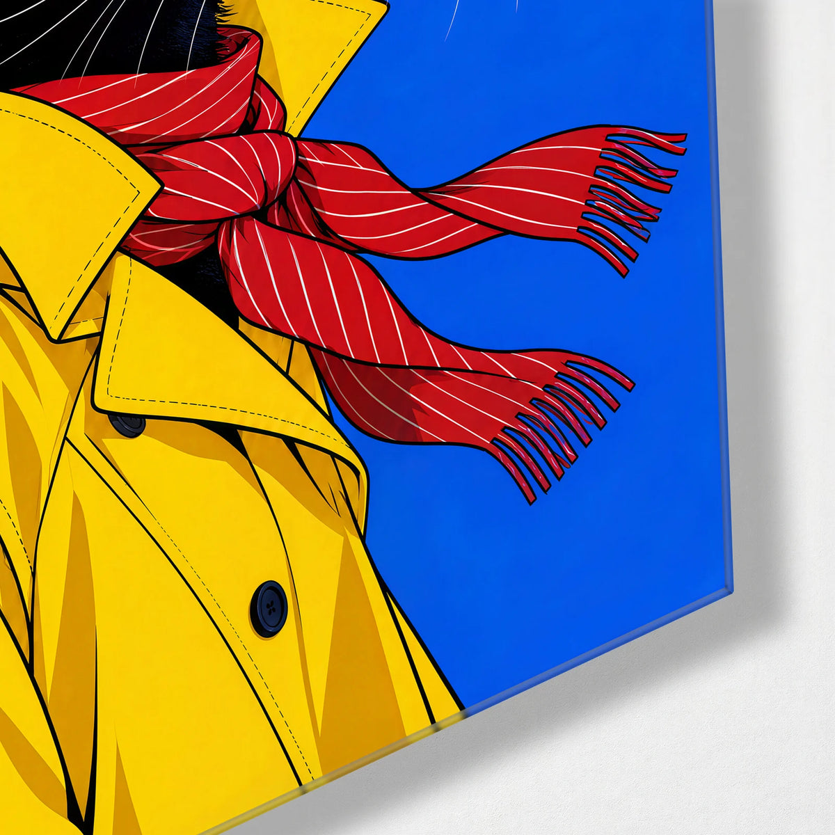 The Flaneur — corner detail of glass wall art