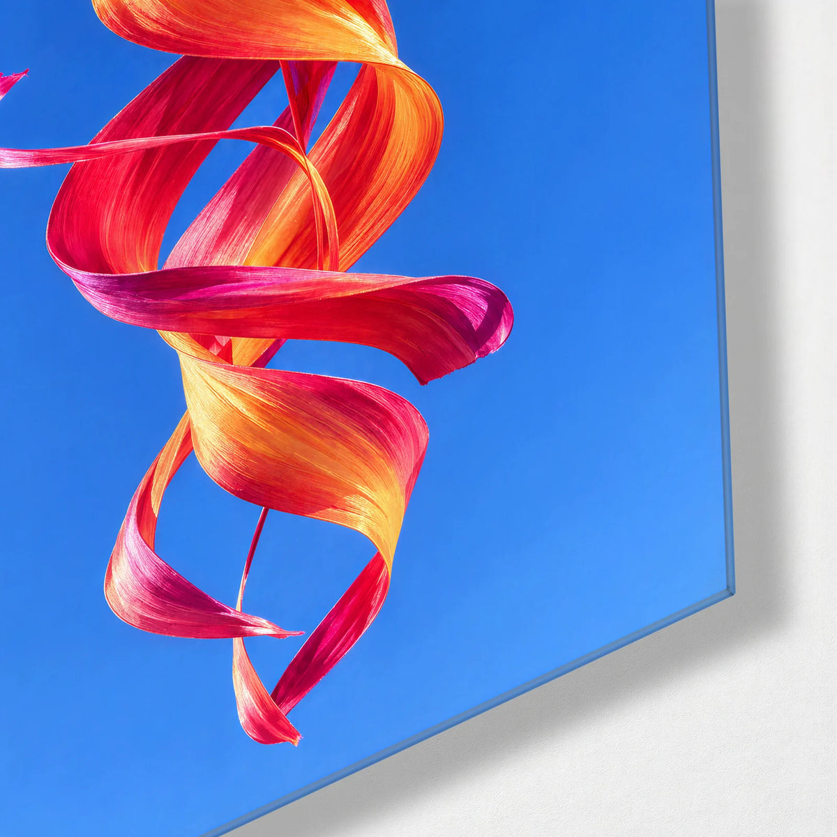 Silk in the Wind — corner detail of glass wall art