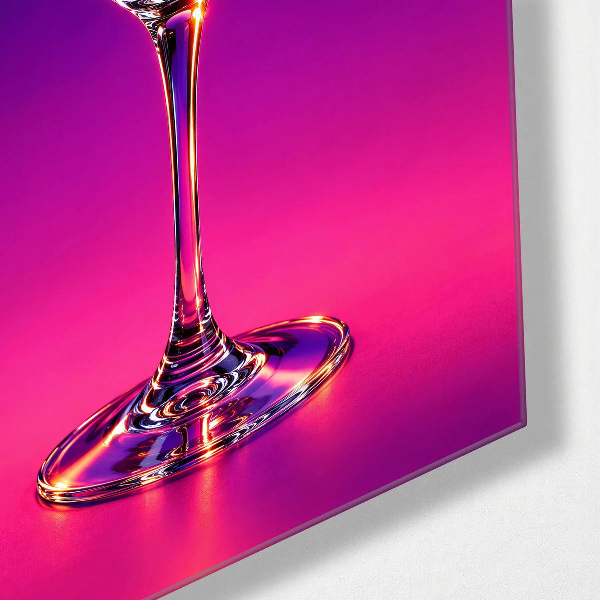Martini at Sunset — corner detail of glass wall art
