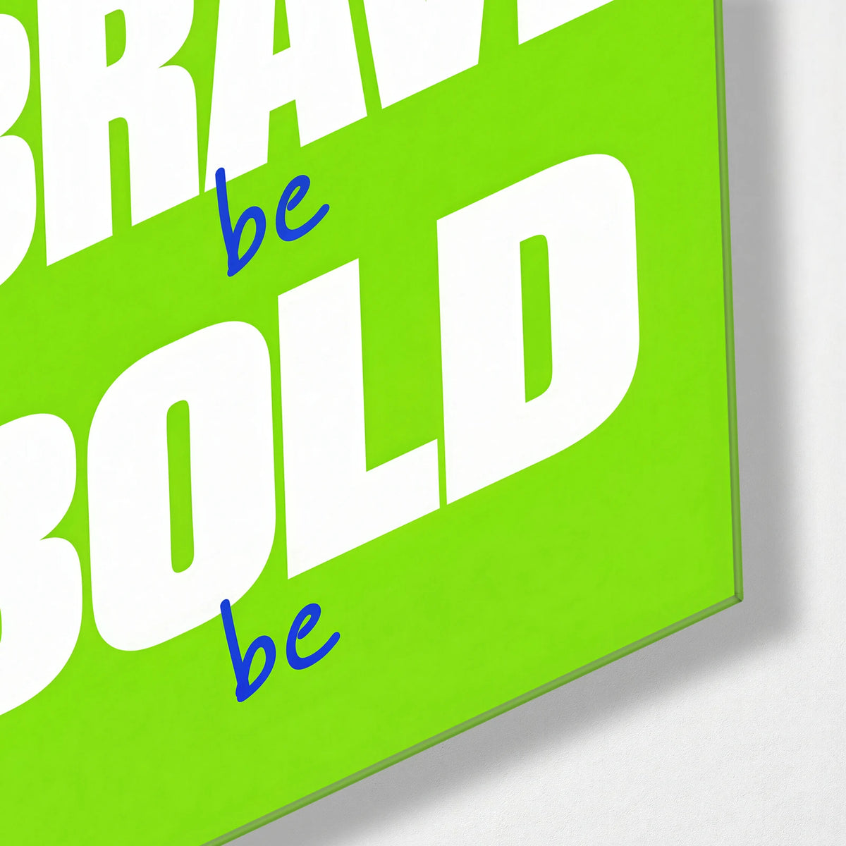 Big Brave Bold — corner detail of glass wall art