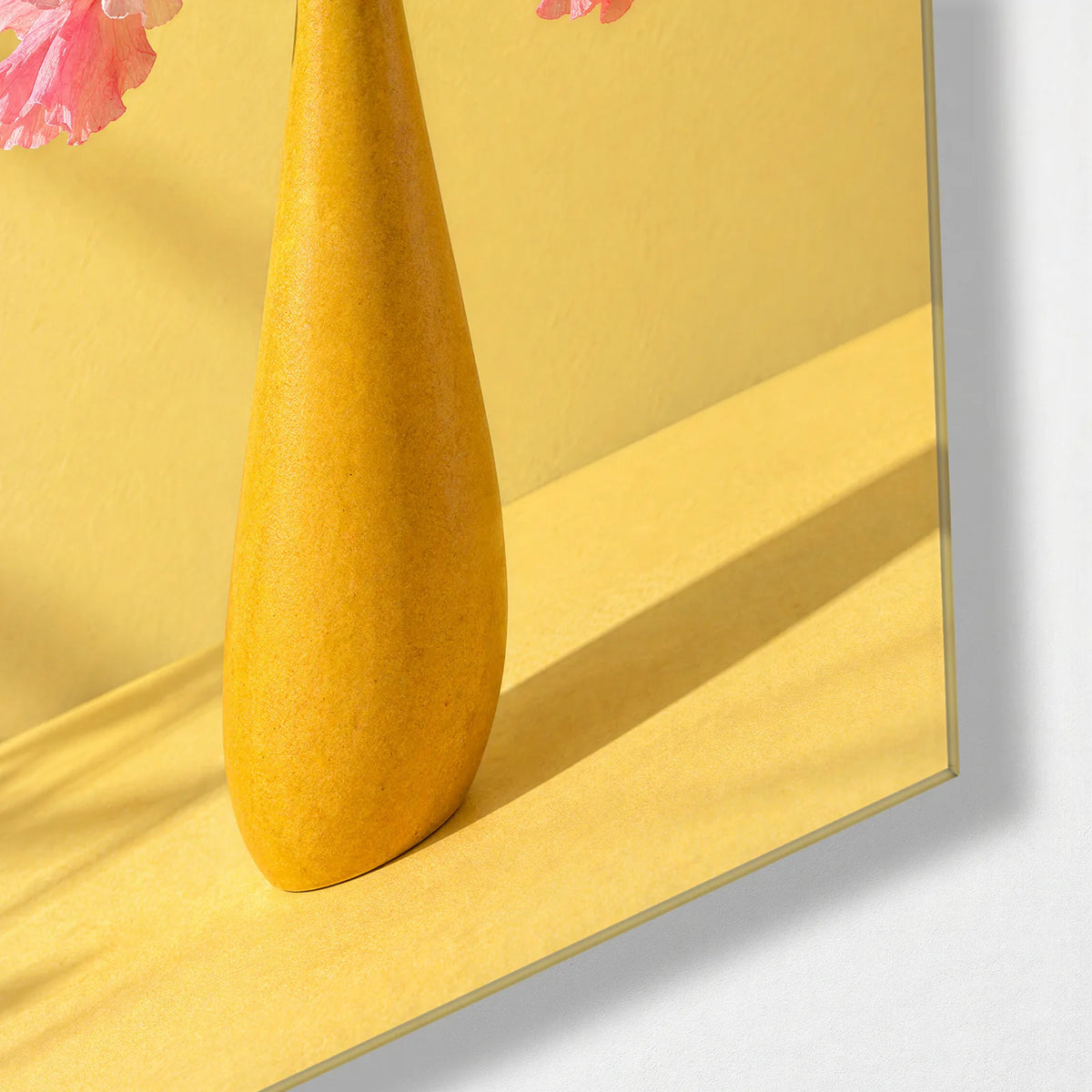 Sweet Peas in a Bud Vase — corner detail of glass wall art