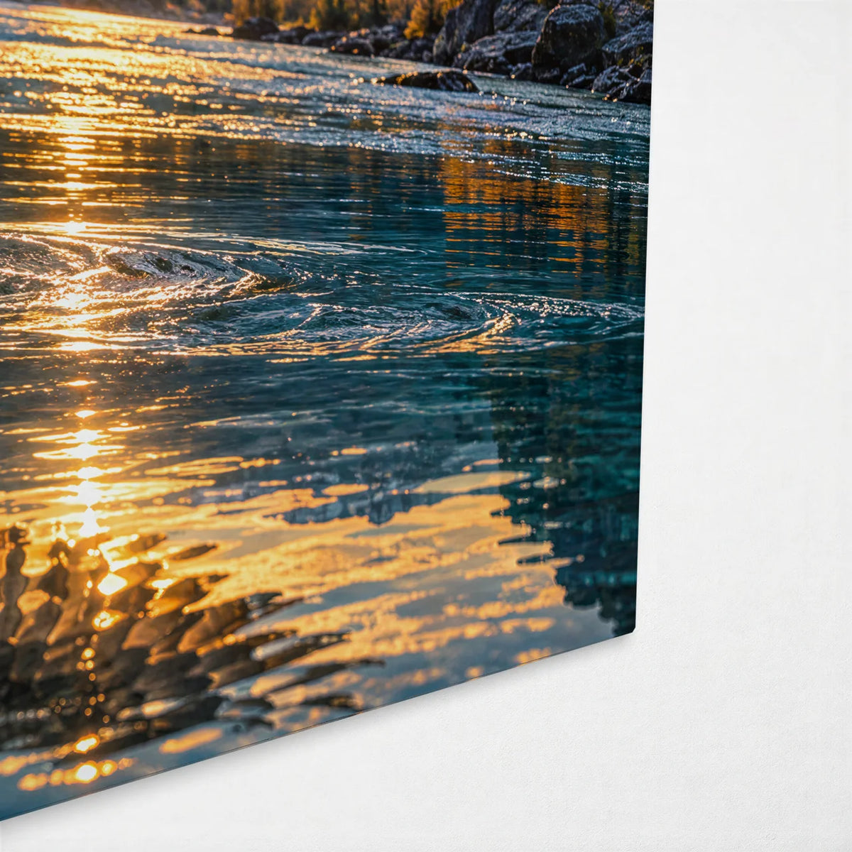 Eagle over the River — corner detail of glass wall art