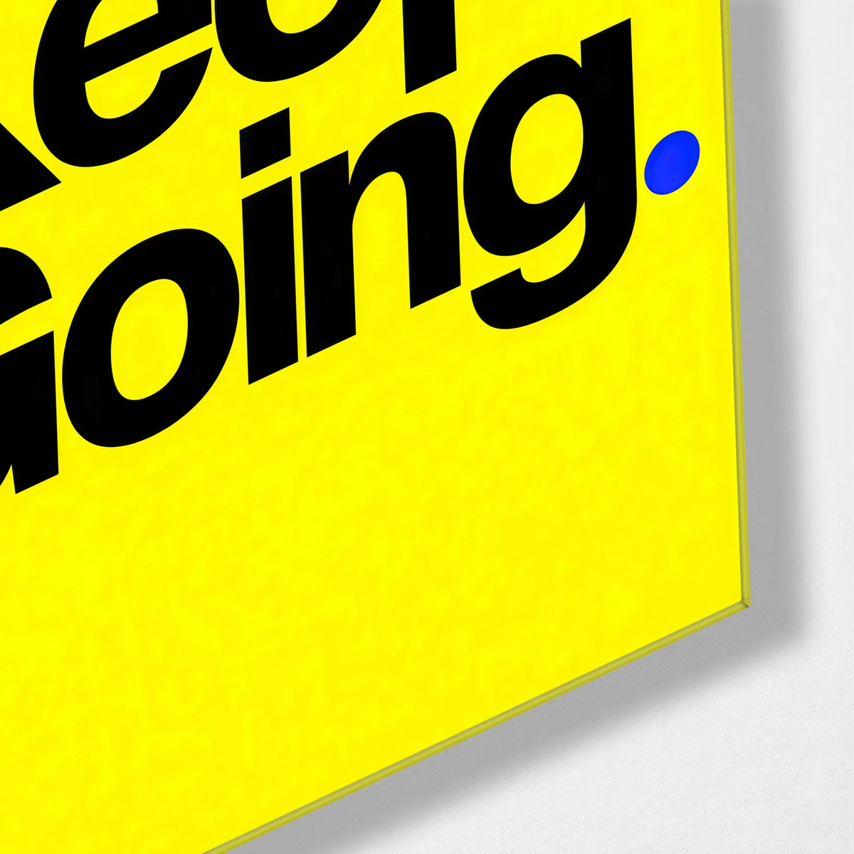 Keep Going in Yellow — corner detail of glass wall art