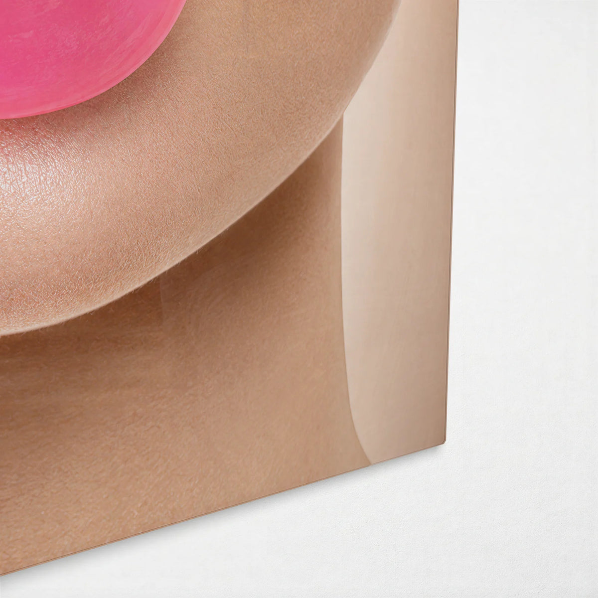 Bubble Gum Lips — corner detail of glass wall art