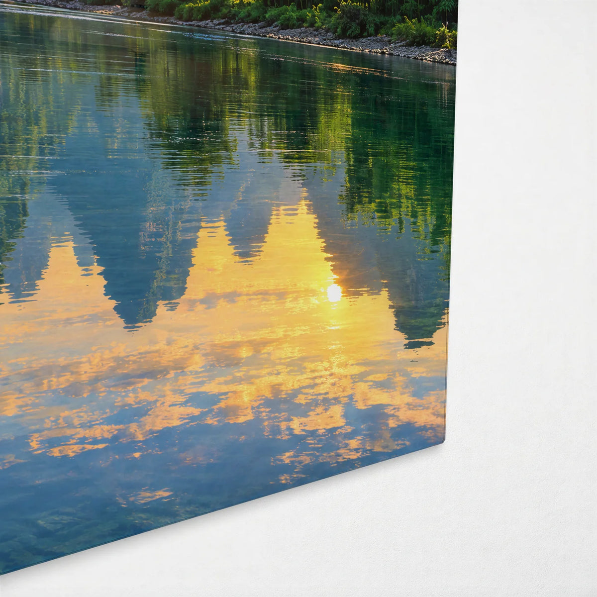 Guilin Karst at Dawn — corner detail of glass wall art