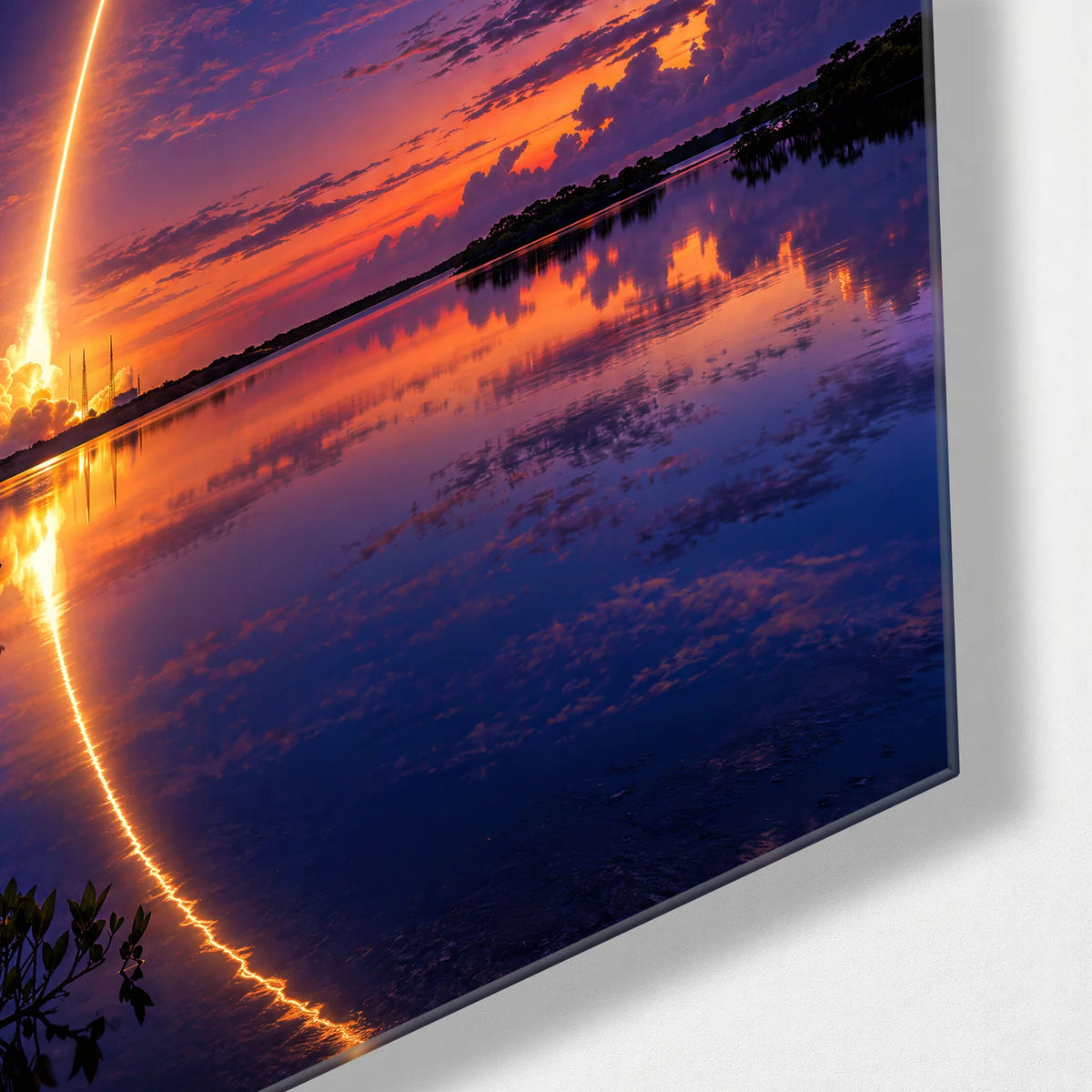 Launch Over the Lagoon — corner detail of glass wall art