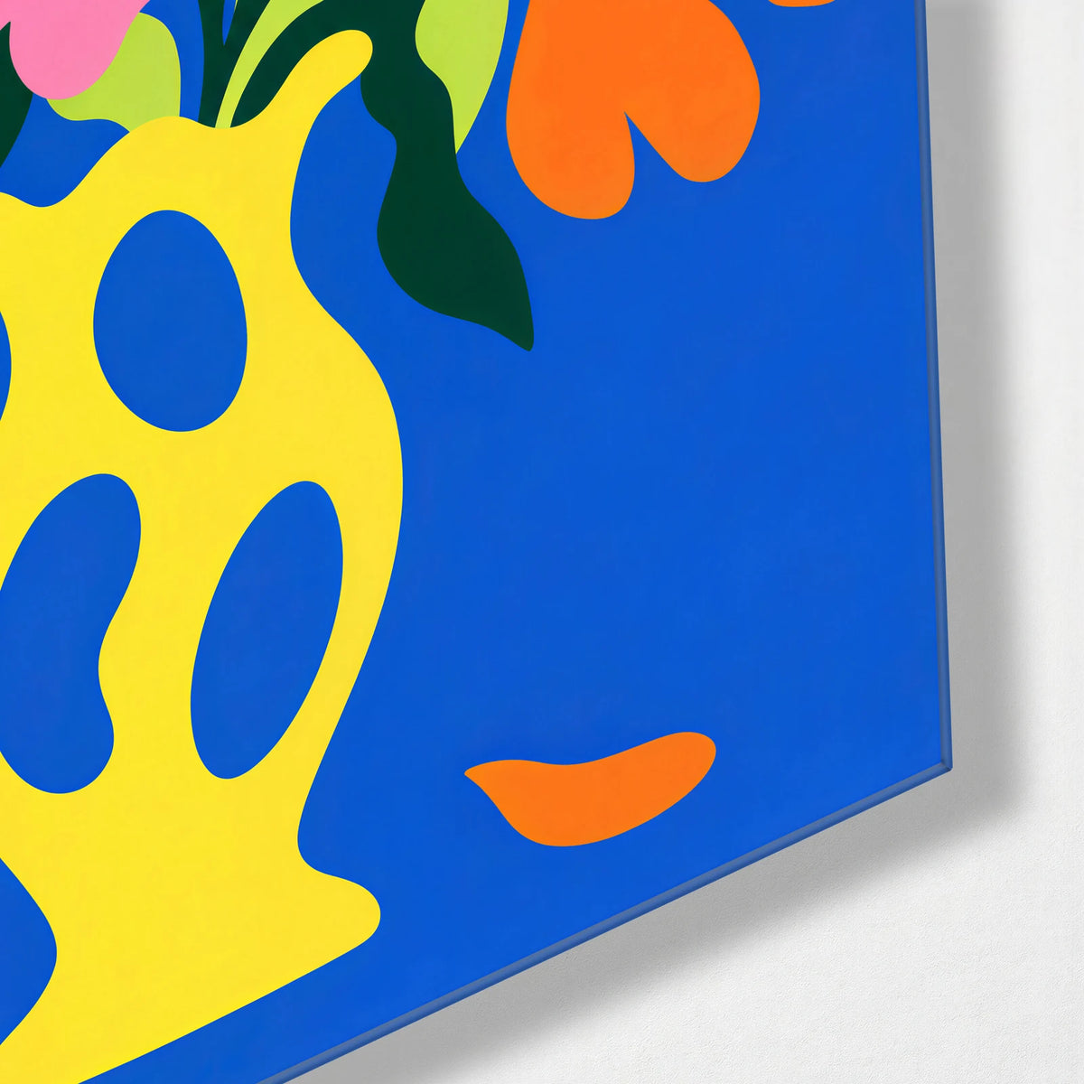 Bouquet Cut from Paper — corner detail of glass wall art