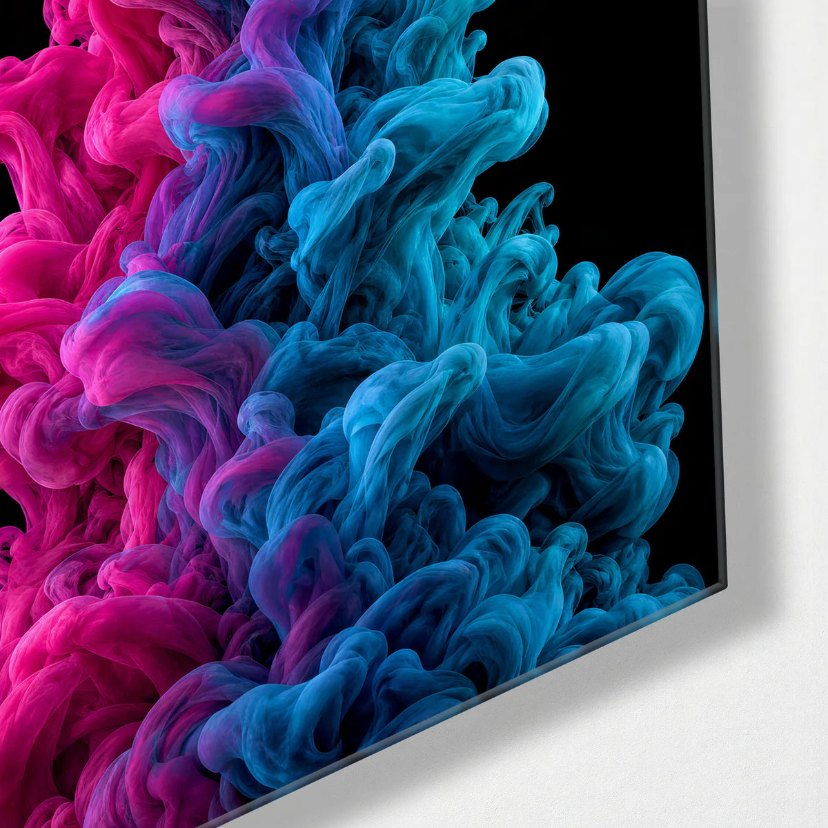 Ink Rising — corner detail of glass wall art