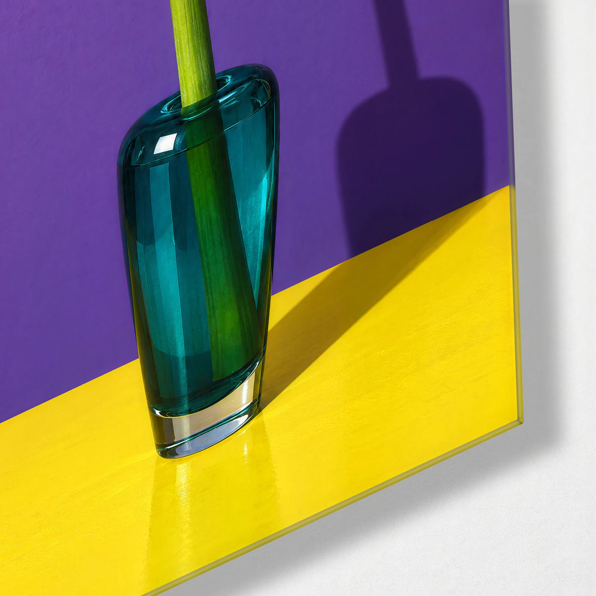 Amaryllis Colour Block — corner detail of glass wall art