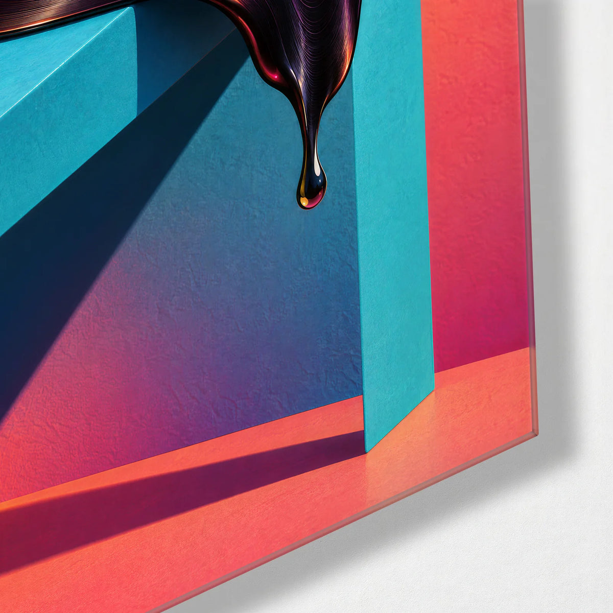 The Record Melts — corner detail of glass wall art