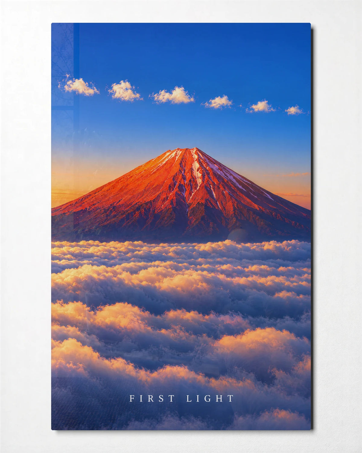 First Light Over Fuji — front view of glass wall art