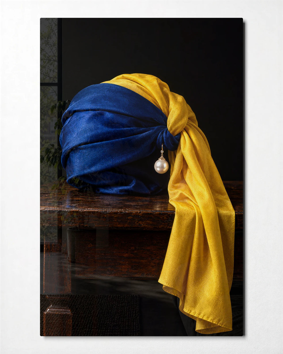 The Pearl and the Turban — front view of glass wall art